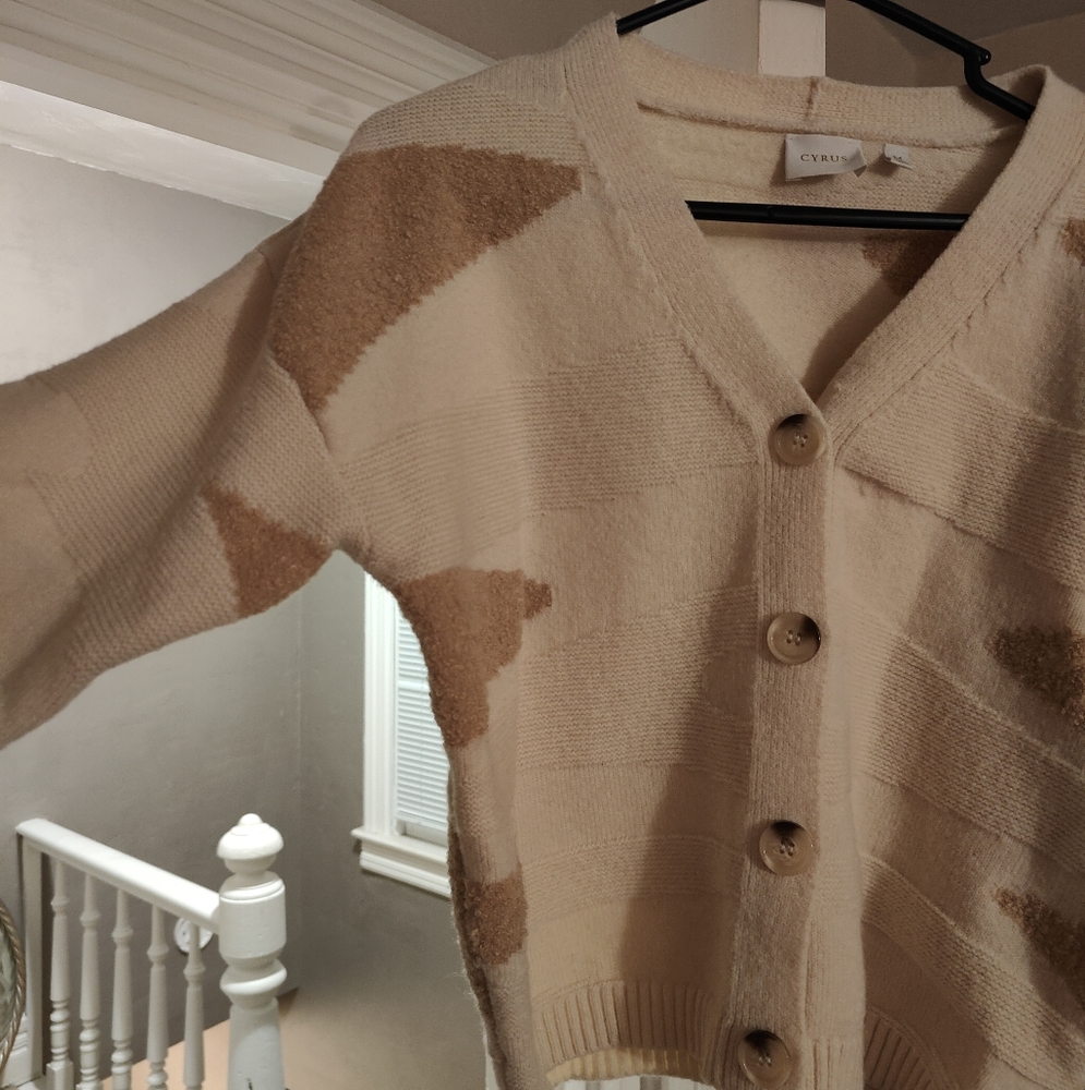Tan Button Up Sweater - Picture 2 of 3
